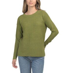 TAHARI Green Merino Wool Tunic Style Sweater